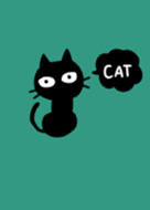 Mint color and black cat.