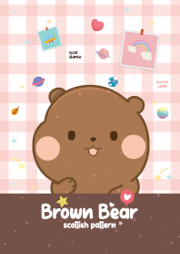 หมีน้ำตาล ลายสก๊อต คิ้วตี้