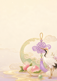 Peach Jade Crane Knot Lucky