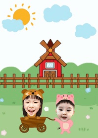 雙寶可愛的動物世界