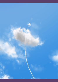 Blue sky and airplane on purple