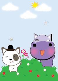 Cute hippo and dog theme