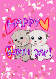 happy birthday cats pink