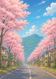 Spring Blossom Mountain Path