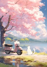 晴れた日の桜とバイクの風景☆