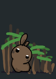 rabbit staring - forest - black