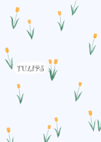 Watercolor Tulips/Light blue orange