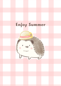 Hedgehog and Straw hat 3 -red-