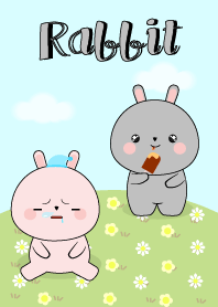 Love Cute Pink Rabbit & Gray Rabbit