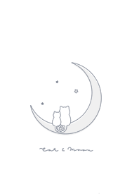 猫と三日月。ホワイト
