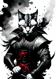 Ink wash cat samurai 49E8eE