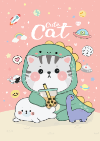 Cat Dino Cute (Pink)