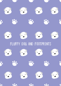 FLUFFY DOG AND FOOTPRINTSj-BLUE PURPLE