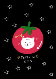 Cat with tomato cute black