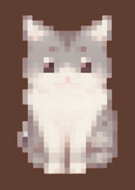 ธีม Cat Pixel Art สีน้ำตาล 01