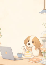 Peach Beagle Yuzu Cake Desk