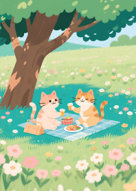 A pair of cats having a picnic 1 JP