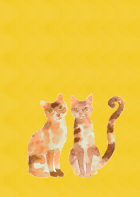 Cat siblings2 on yellow