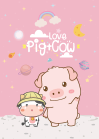 หมูอ้วน&วัวน้อย มินิ กาแล็กซี สีชมพู