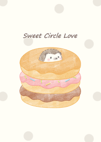 Hedgehog and Donuts -beige- dot