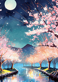Beautiful night cherry blossoms#743
