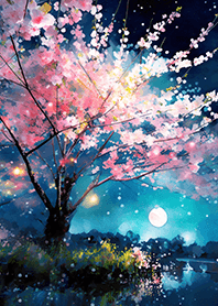 Beautiful night cherry blossoms#77