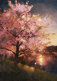 Beautiful night cherry blossoms#1135