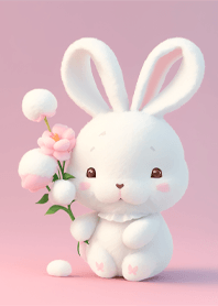 Little rabbit with a bouquet of flowers