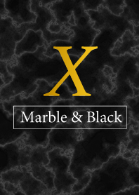【X】イニシャル 大理石モノトーン黒