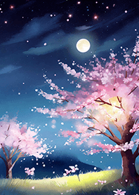 Beautiful night cherry blossoms#1268