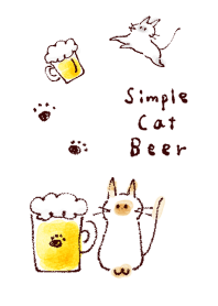 シンプル ネコ ビール ホワイト ブルー