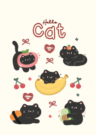 Cat black love fruits, healthy