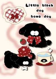 Little black dog, bone dog