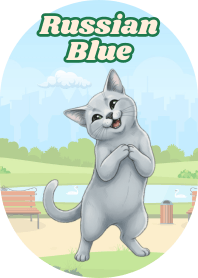 Elegant Russian Blue Cat (B/W 01)