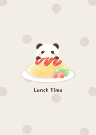Panda and Omelet rice -brown- dot