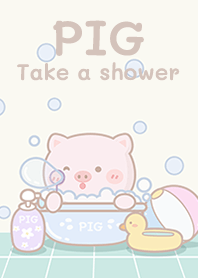 Pig take a  shower!