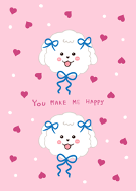Dog you and me happy minimal cute pink