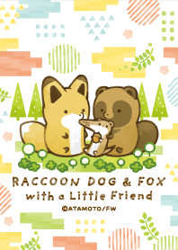 Raccoon Dog Fox With A Little Friend Line Theme Line Store