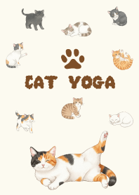 Cat doing yoga/light green