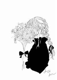 優しい花束ブーケを抱えた女の子・4