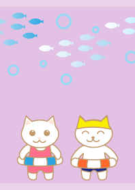Cat Leisure01 on light purple