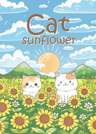 lovely cat and sunflower
