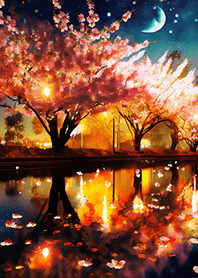 Beautiful night cherry blossoms#348