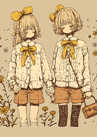 ベージュの双子