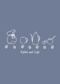 Rabbit and Cafe -blue gray-