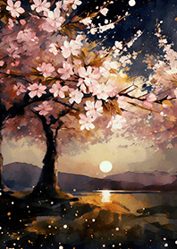 Beautiful night cherry blossoms#1108