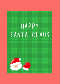 HAPPY SANTA CLAUSj-GRCHECKERED-VERMILION