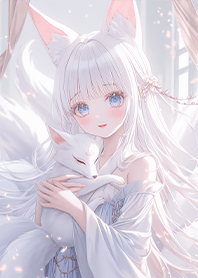 Ice Snow Fox Maiden & White Fox