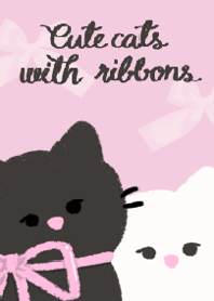 Cute cats with ribbons