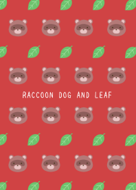 RACCOON DOG AND LEAFj-RED-BEIGE